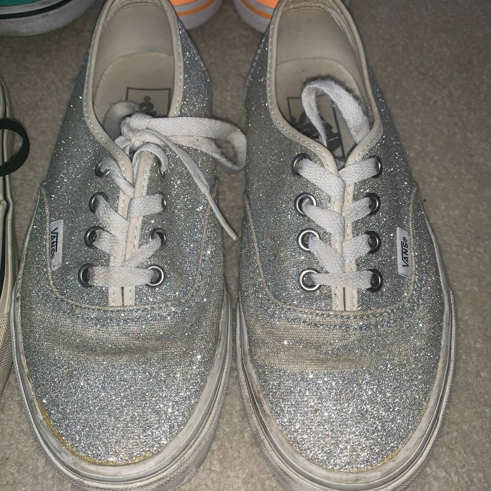 Vans silver glitter lace up